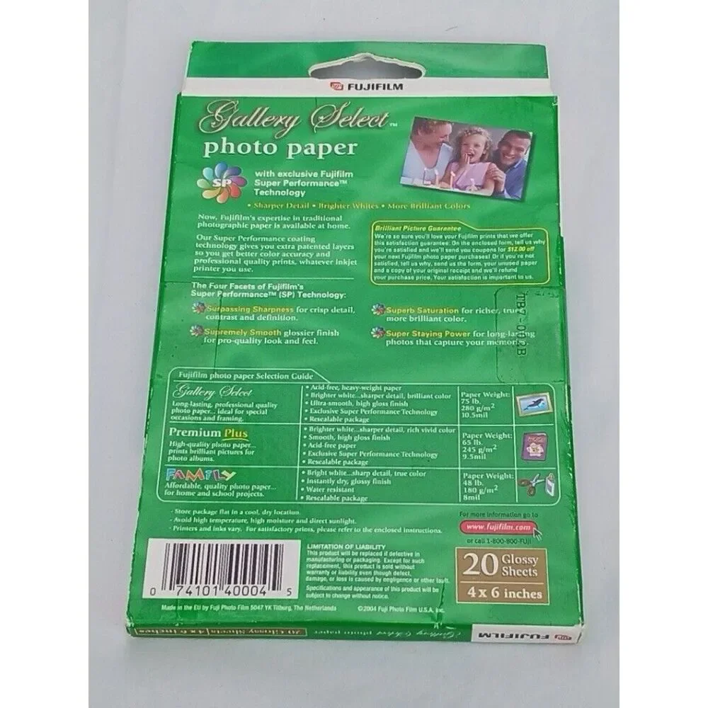 Fujifilm • Gallery Select Photo Paper 4x6 Glossy • 20 Sheet‎ Pack